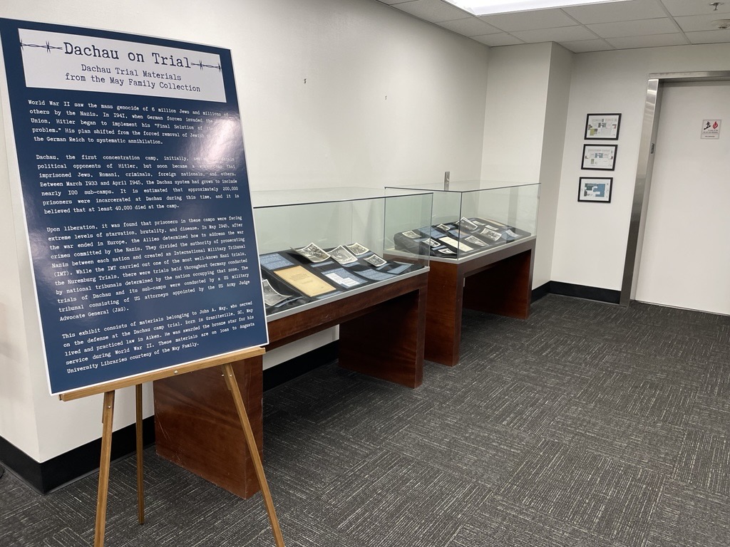 photo from article Dachau Trial Exhibit on display at Reese Library