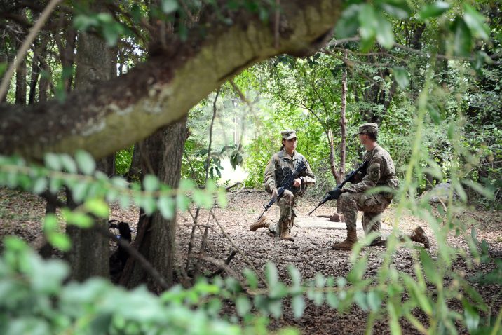 ROTC cadets kneeling