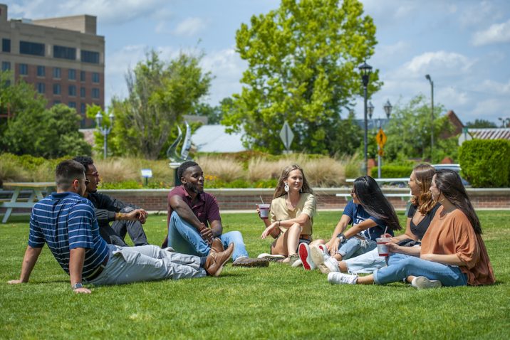 students talking