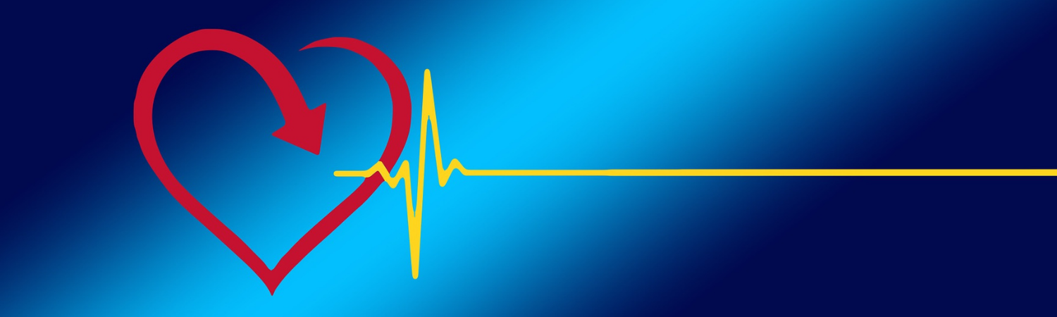 Image of a heart with a visual of a heartbeats
