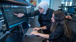 Students working together in a computer lab