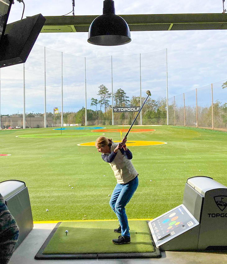 Hedrick playing at topgolf