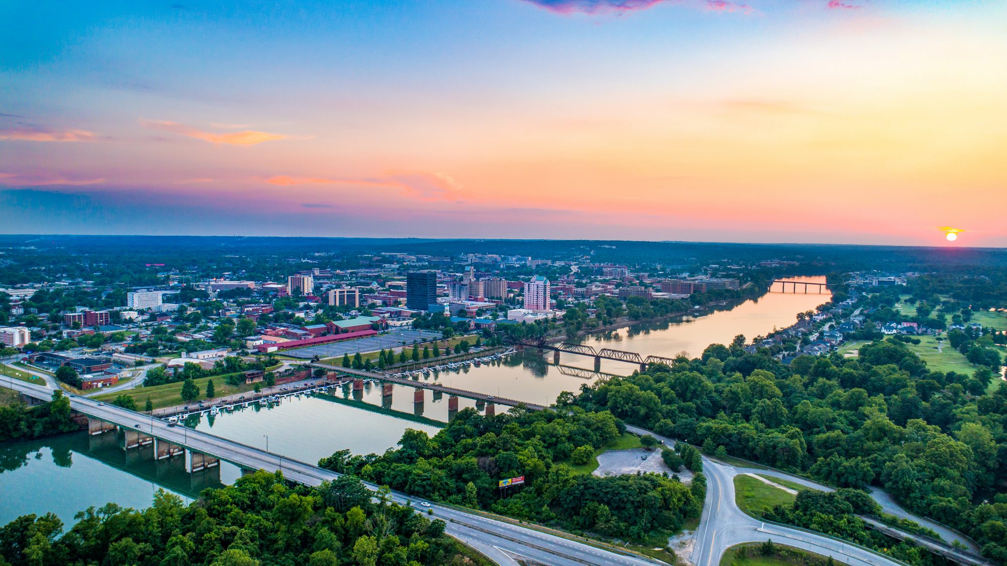Arial shot of Augusta, Georgia