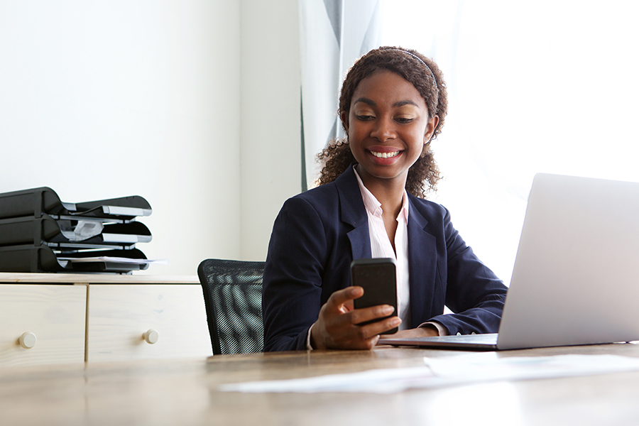 Public Relations - A woman sitting at a computer
