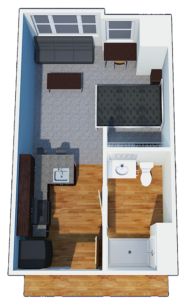 Studio apartment with bathroom and kitchen in 榆树大厅 for two people