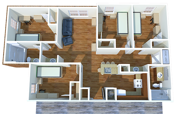 4 bedroom suite layout at 大学村