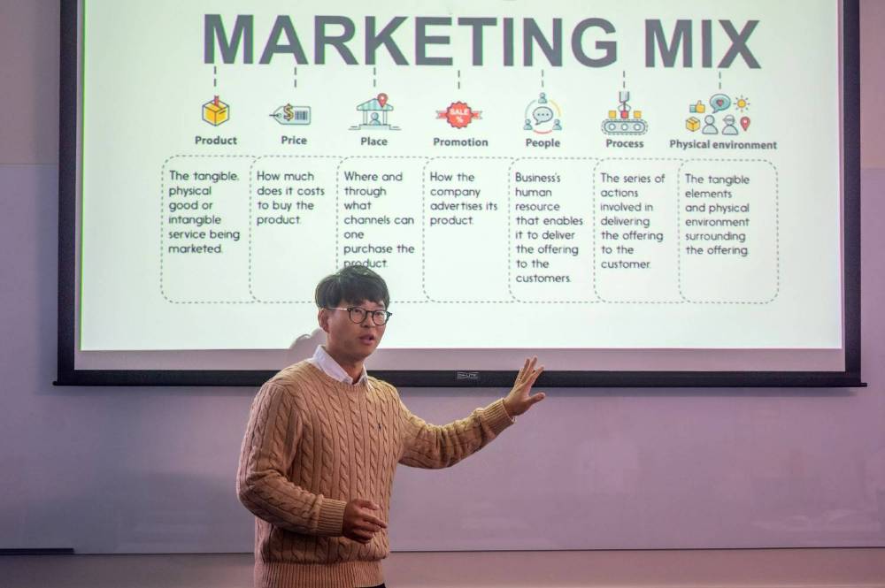 man presenting 
