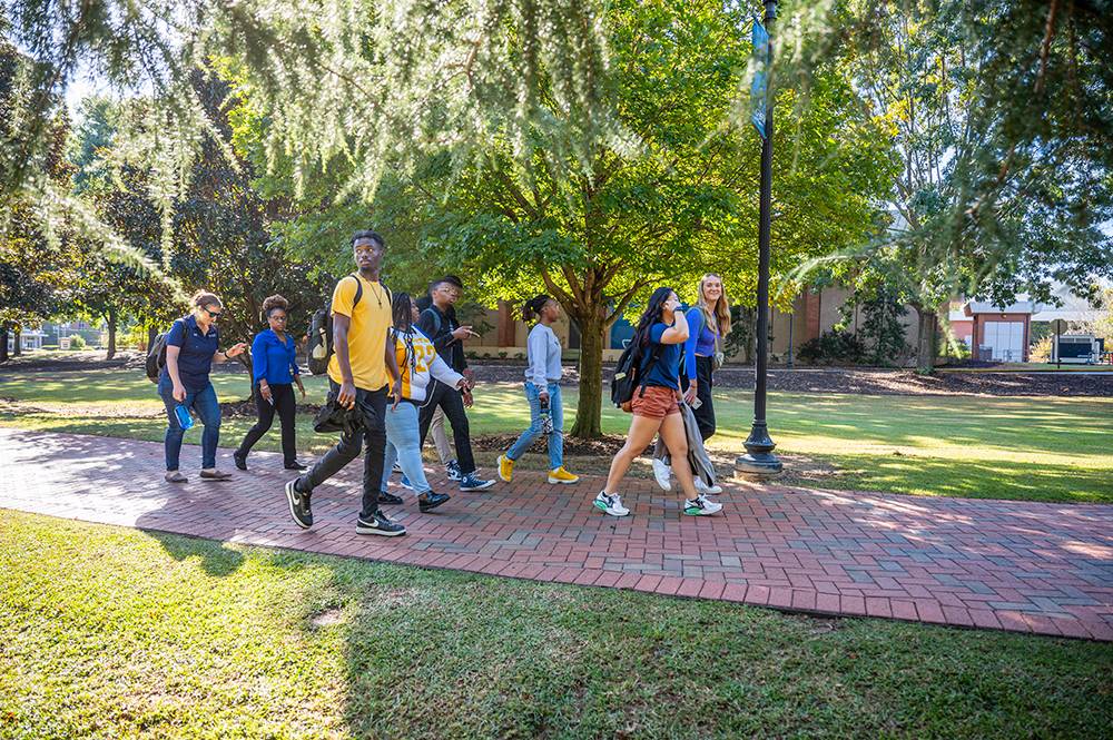 Students walking on campus